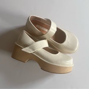 Ivory Vegan Leather Flatform Mary Janes
